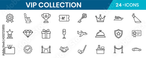VIP Collection Thin Line Icon Set Crown Star Luxury Exclusive