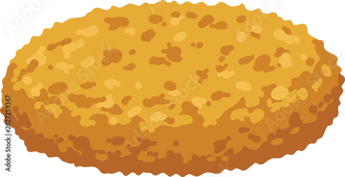 Bild auf Leinwand Crispy Breaded Croquette Flat Food Illustration with Golden Fried Snack and Crun