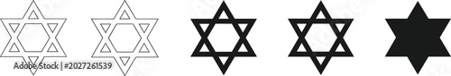 Photos Star Of David Icon Set, Six Pointed Jewish Star Symbol Collection, vector illust