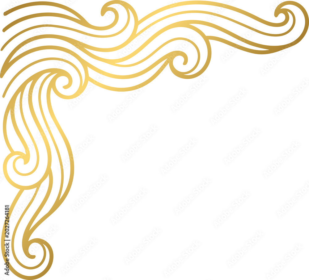 Fototapeta premium Golden Elegant Abstract Wave Corner Border