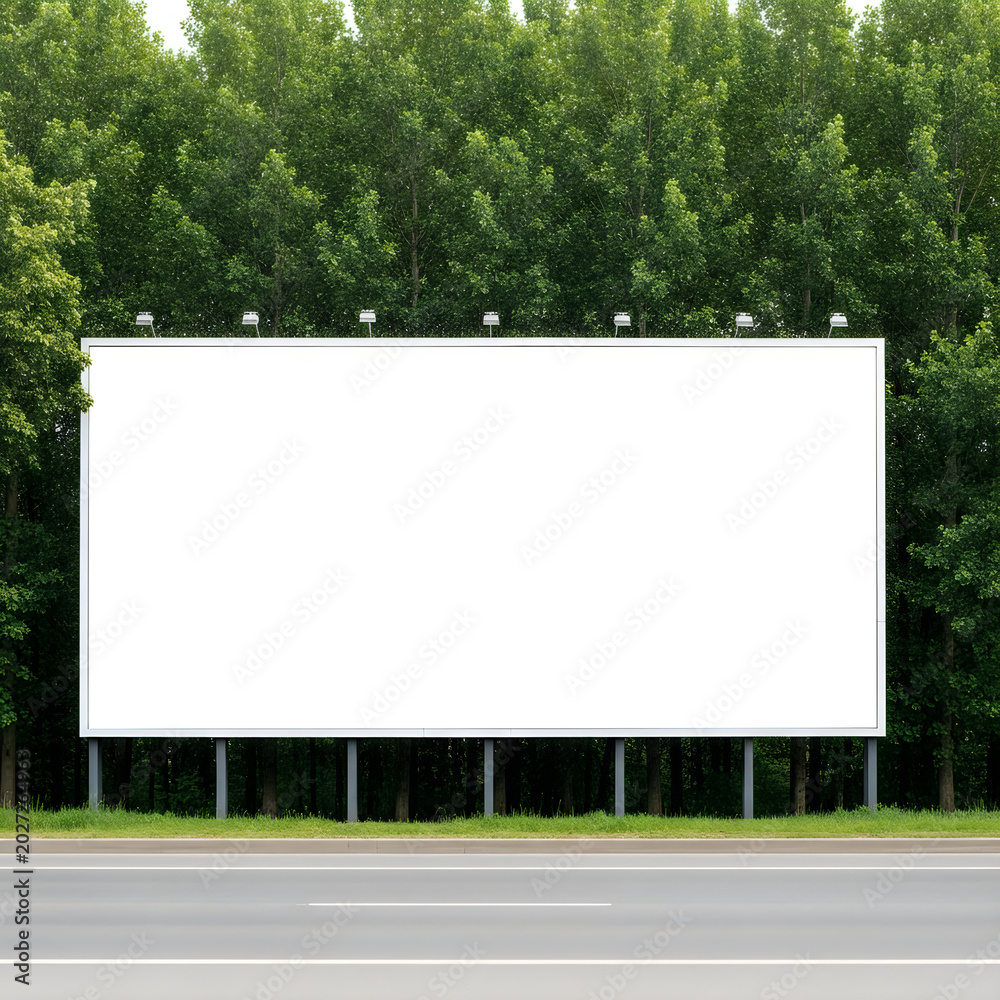 Fototapeta premium Large outdoor movie screen in a green forest setting isolated on white background