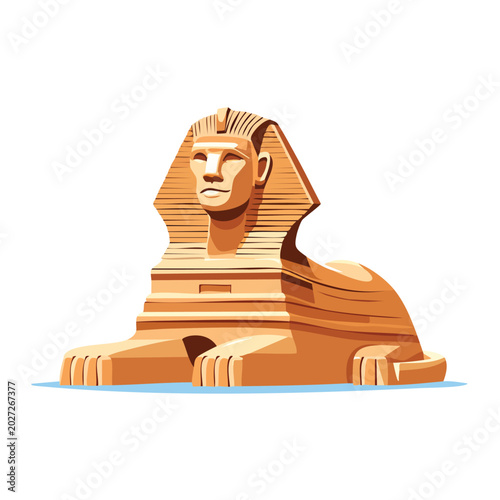 Stylized illustration of a sphinx sculpture with an ancient egyptian aesthetic