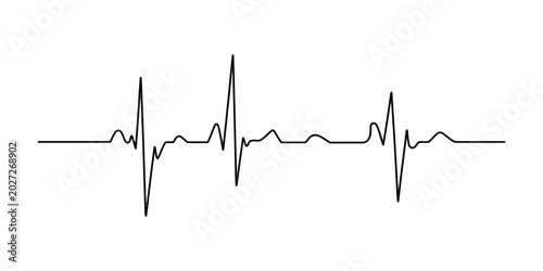 Fotografie Black heart beat line icon representing a healthy human heart rhythm and medical