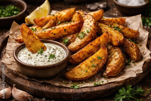 Crispy golden potato wedges...