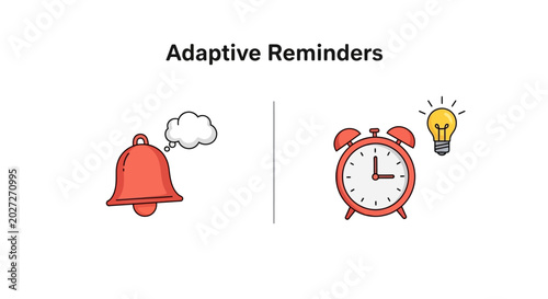 Fotografie Alarm clock and bell reminder icons.