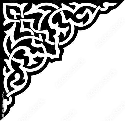 Elegant Islamic Corner Border with Traditional Arabesque Patterns