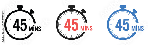 Bild auf Leinwand 45 minutes timer stopwatch and countdown vector icon set for time management and
