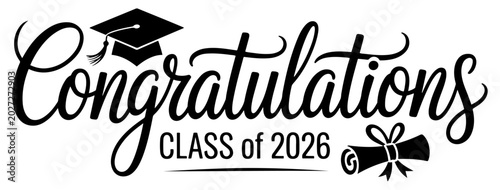 Quadro su tela class of 2026 graduation lettering icon set
