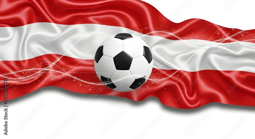 Fototapeta premium Soccer ball on austrian flag
