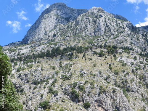 Pestingrad rock is at 1009 m above sea level. This is the rock which dominates the Kotor Old Town as a backdrop, Montenegro.