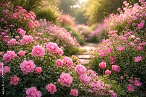 A garden scene filled with ...