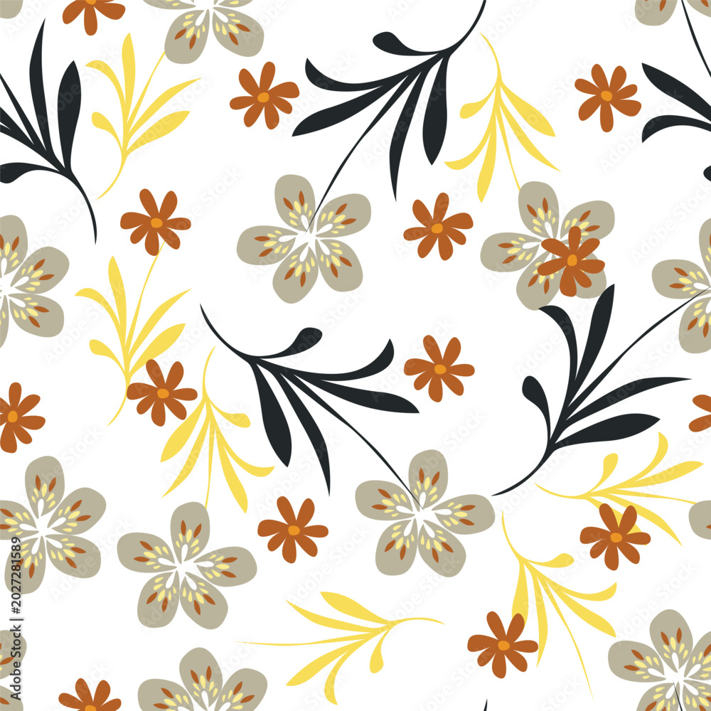 Obraz premium seamless vector flower design pattern on background