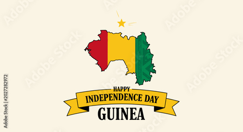 Konstfotografi Happy Independence Day Guinea with flag map