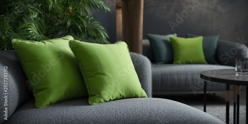 Bright green cushions close...
