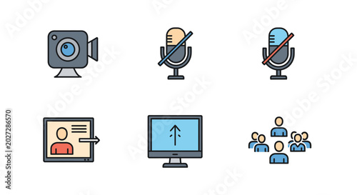 Online Meeting Web Conference Icons.