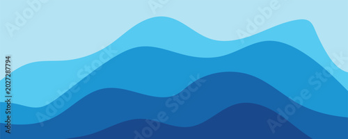 Photography Abstract Blue Layered Flat Ocean Wave Background Vector Illustration for Summer