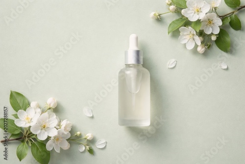 Green background flat lay f...