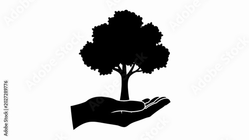 Tableau sur toile Environment Day Eco friendly symbol, tree in hand, environmental conservation ic