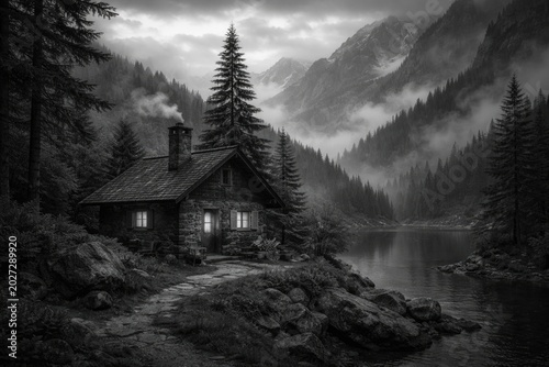 Quiet mountain cottage depi...