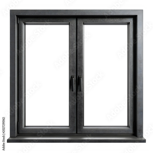 Modern black window frame isolated on transparent background