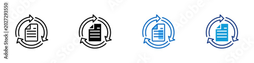 Fotografie Document Cycle Multiple Style Icon Design Vector - Document with circular arrows