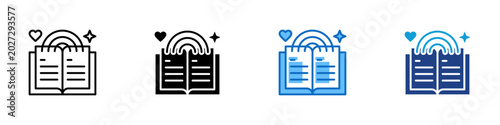 Принти на полотні Inspired Reading Multiple Style Icon Design Vector - Open book with rainbow and