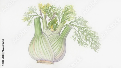 Vibrant Fennel Illustration for Culinary and Botanical Use