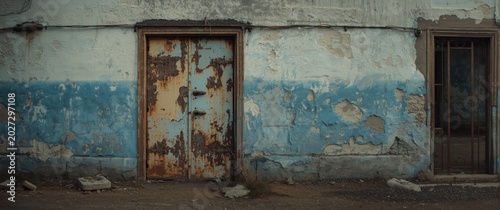 an old building with peelin...