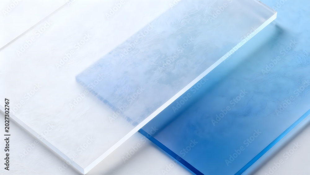 Fototapeta premium Transparent blue and white acrylic sheets