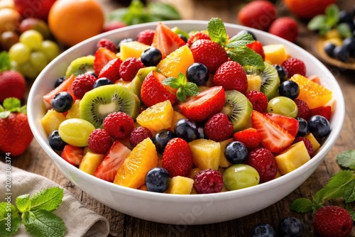 Vibrant fresh fruit salad a...