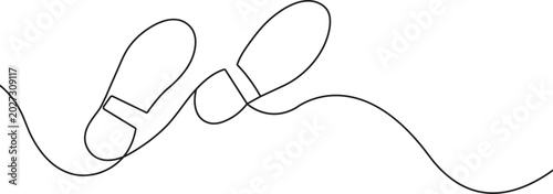Canvas Print Continuous line drawing of footprints