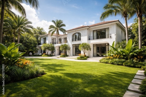 Refined white villa exterio...