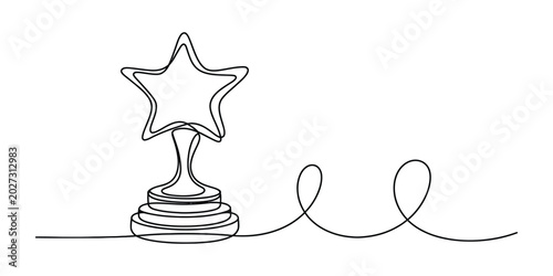 Canvastavla Continuous single line drawing of a star trophy award
