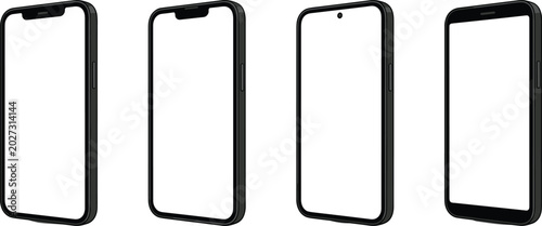 Foto Modern smartphone mockup collection showing different front camera and bezel des