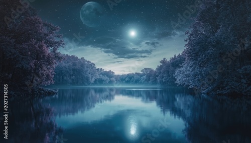 A vivid lake scene painting...