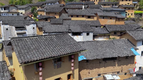 Aerial View of Yangchan Tulou is located in Shendu Town; Shexian County; Huangshan City; Anhui; China