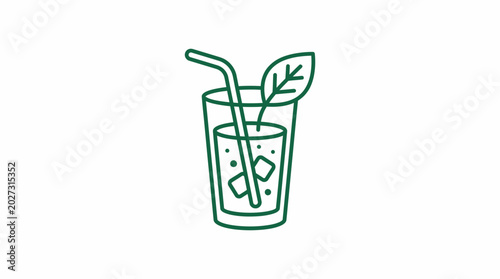 Принти на полотні Refreshing Drink with Green Straw.