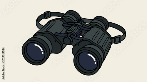 Foto Black Binoculars with Strap and Lens.