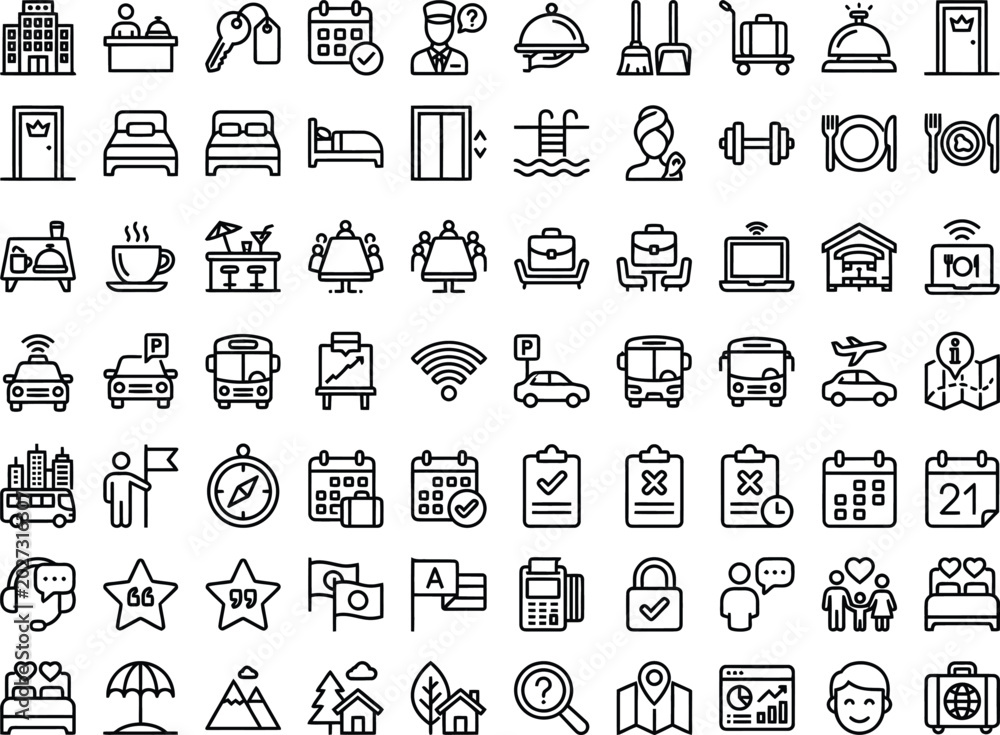 Fototapeta premium Travel Navigation & Tourism App Icons