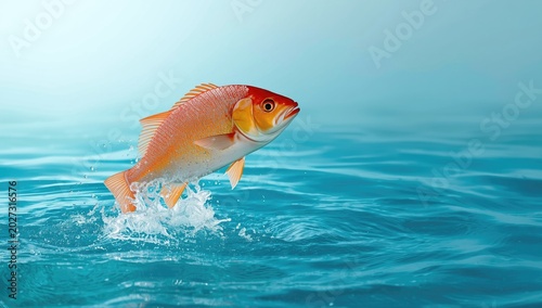 Bright fish leaping from cl...