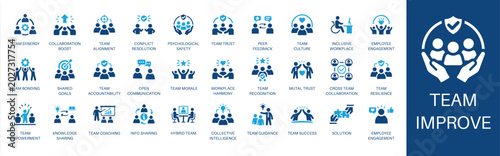 Canvastavla Team improvement solid icon set