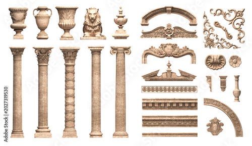 Cuadro en lienzo Set classic architectural details elements