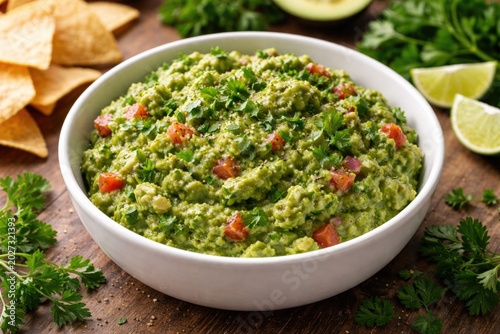 Vibrant guacamole placed in...