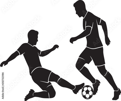 Soccer Defender Sliding Tackle Match Interception Silhouettes