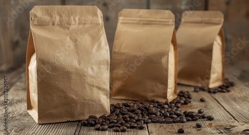 Brown paper coffee bag pack...