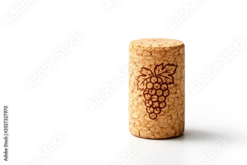 Wine cork standing alone on...