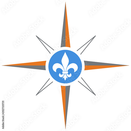 Compass with Fleur-de-lis symbol in the centre