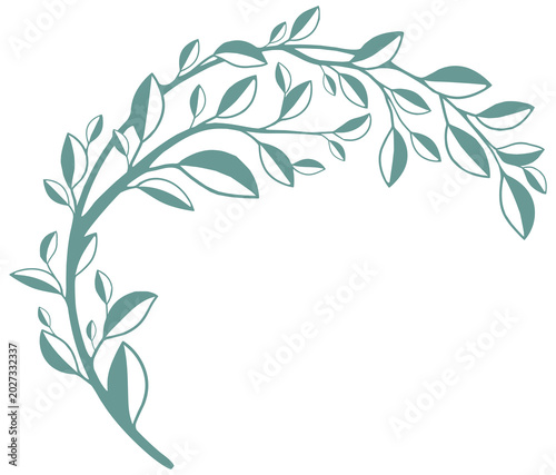 Plant twig with leaves in half round shape