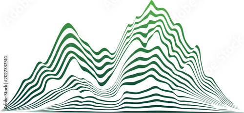 Abstract layered mountains over the white background