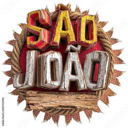 SÃO JOÃO SELO 3D MADEIRA RUSTICA BANDEIROLAS